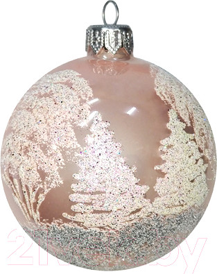 Изображение товара Шар новогодний Декарт Деревья под снежным покрывалом 8Ш0028 (8см, розовый)