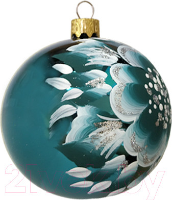 Изображение товара Шар новогодний Декарт Цветной узор 8Ш0030 (8см, бирюзовый)