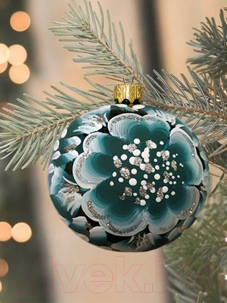 Изображение товара Шар новогодний Декарт Цветной узор 8Ш0030 (8см, бирюзовый)