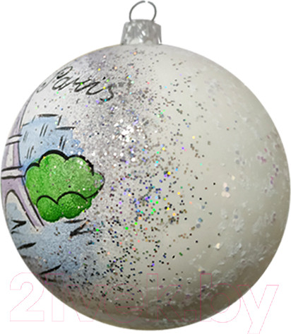 Изображение товара Шар новогодний Декарт Париж Эйфелева башня 8Ш0009 (8см, белый)