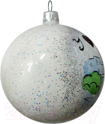 Изображение товара Шар новогодний Декарт Париж Эйфелева башня 8Ш0009 (8см, белый)