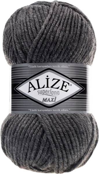 Изображение товара Пряжа для вязания Alize Superlana Maxi 25% шерсть, 75% акрил / 182 (100м, средне-серый)