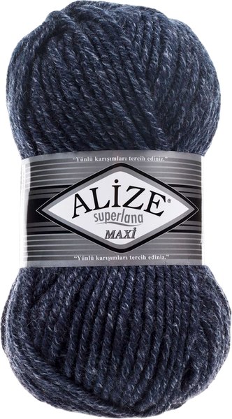 Изображение товара Пряжа для вязания Alize Superlana Maxi 25% шерсть, 75% акрил / 805 (100м, темно-синий жаспе)