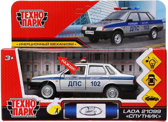 Изображение товара Автомобиль игрушечный Технопарк Lada-21099 Спутник Полиция / 21099-12SLPOL-SR