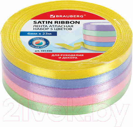 Изображение товара Набор лент декоративных Brauberg 591490 (5цв, пастель)