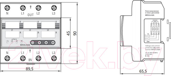 Изображение товара Реле напряжения КС MRVA-3 63A / 82733