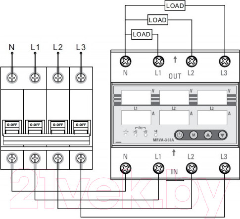 Изображение товара Реле напряжения КС MRVA-3 63A / 82733