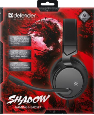 Изображение товара Наушники-гарнитура Defender Shadow / 64600 (черный)