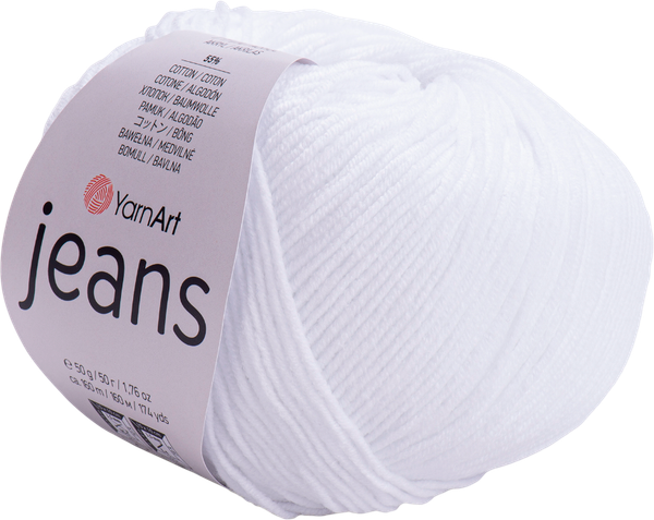 Изображение товара Пряжа для вязания Yarnart Jeans 55% хлопок, 45% полиакрил / 62 (160м, белый)