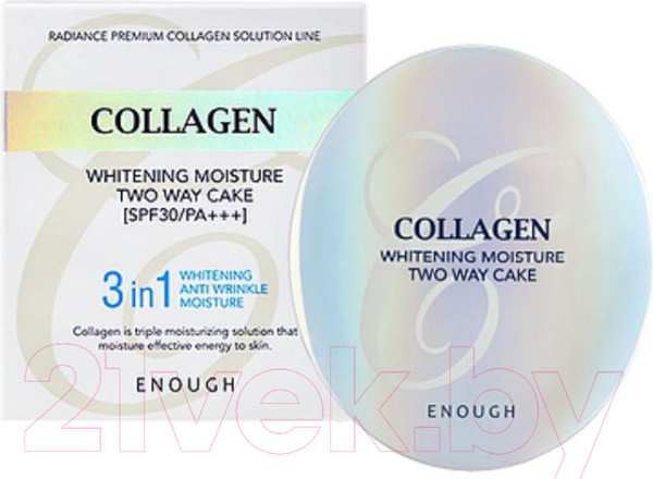 Изображение товара Пудра компактная Enough Collagen Whitening Moisture Two Way Cake тон 21 (2x13г)
