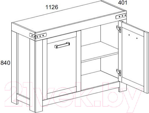 Изображение товара Тумба Anrex Mortiz 2D (дуб вотан)