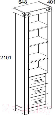 Изображение товара Шкаф-пенал Anrex Mortiz 3S (дуб вотан)