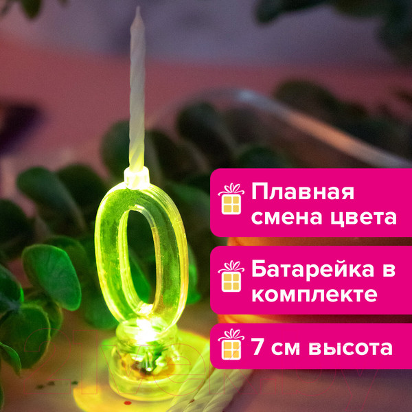 Изображение товара Набор свечей для торта Золотая сказка Цифра-подсвечник 0 / 591423