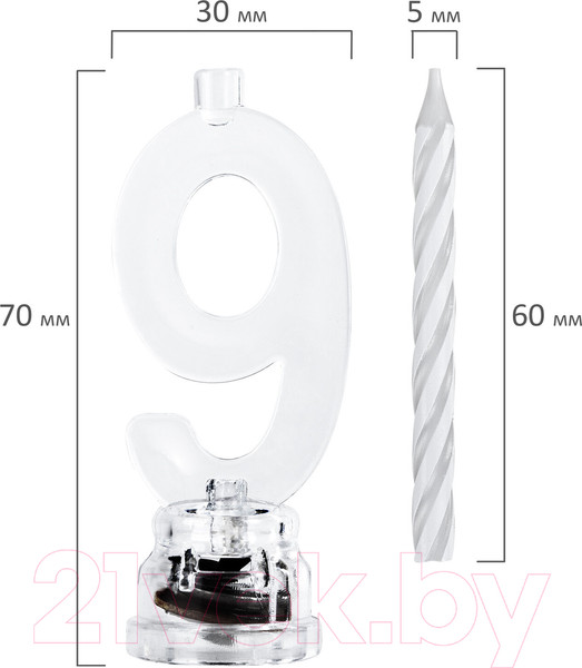 Изображение товара Набор свечей для торта Золотая сказка Цифра-подсвечник 9 / 591432