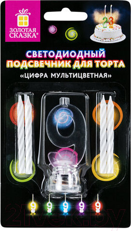 Изображение товара Набор свечей для торта Золотая сказка Цифра-подсвечник 9 / 591432