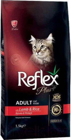 Изображение товара Сухой корм для кошек Reflex Plus Adult с ягненком и рисом (1.5кг)