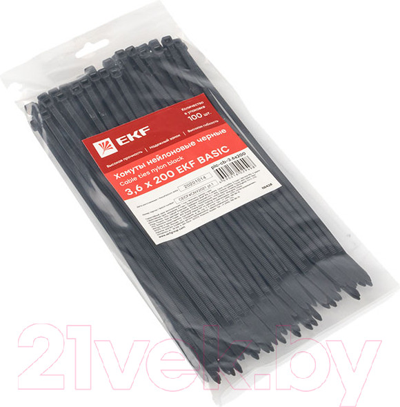 Изображение товара Стяжка для кабеля EKF Basic Plc-cb-3.6x200 (100шт, черный)