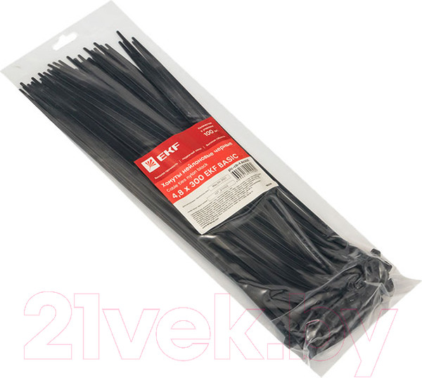 Изображение товара Стяжка для кабеля EKF Basic Plc-cb-4.8x300 (100шт, черный)