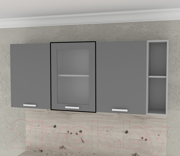 Изображение товара Шкаф навесной для кухни Интерлиния Компо ВШ50ст-720-1дв (серебристый)