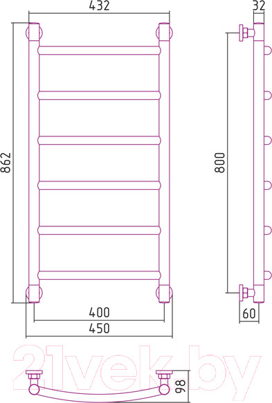 Изображение товара Полотенцесушитель водяной Сунержа Галант+ 80x40 / 00-0200-8040