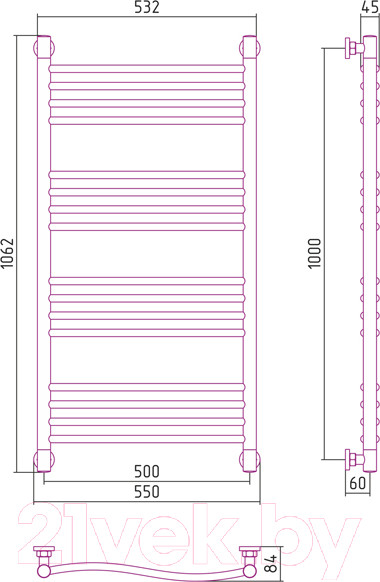 Изображение товара Полотенцесушитель водяной Сунержа Флюид+ 100x50 / 00-0222-1050