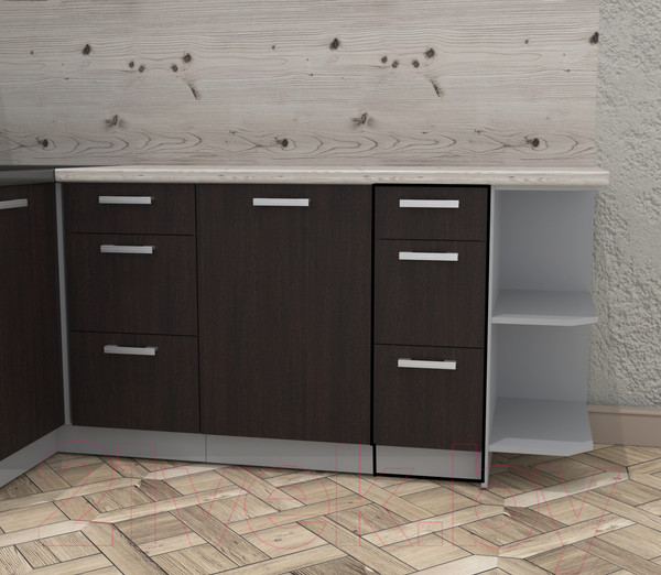 Изображение товара Шкаф-стол кухонный Интерлиния Компо НШ30рш3 1м+2б (дуб венге)