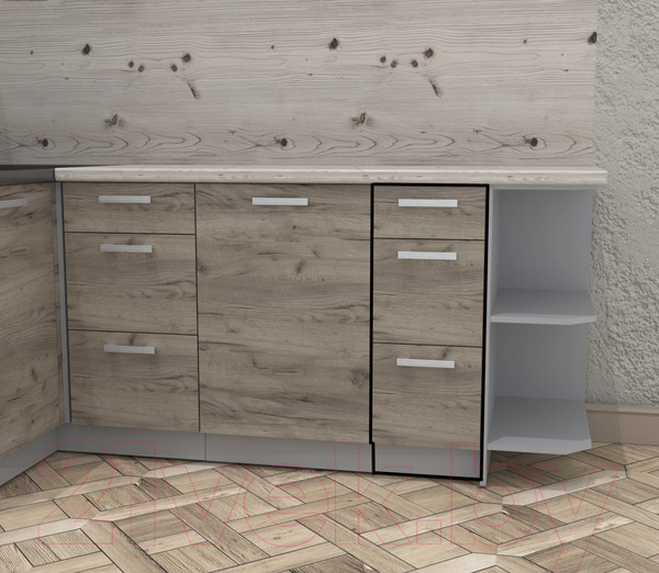 Изображение товара Шкаф-стол кухонный Интерлиния Компо НШ30рш3 1м+2б (дуб серый)