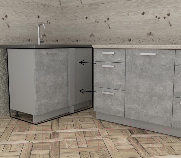 Изображение товара Шкаф под мойку Интерлиния Компо НШ108-М.П (бетон)