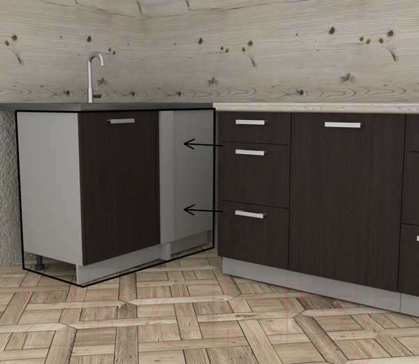 Изображение товара Шкаф под мойку Интерлиния Компо НШ108-М.П (дуб венге)