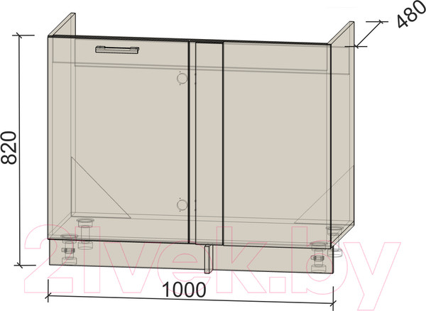 Изображение товара Шкаф под мойку Интерлиния Компо НШ108-М.П (белый платинум)