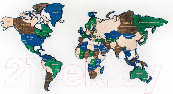 Изображение товара Декор настенный Woodary Карта мира XXL / 3141