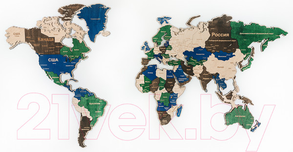 Изображение товара Декор настенный Woodary Карта мира XXL / 3141