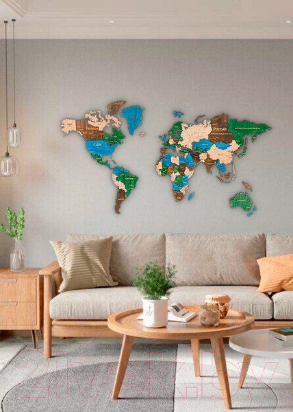 Изображение товара Декор настенный Woodary Карта мира XXL / 3141