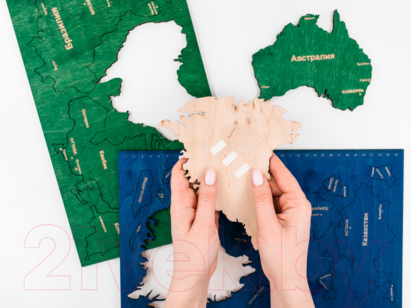 Изображение товара Декор настенный Woodary Карта мира XXL / 3141