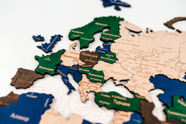 Изображение товара Декор настенный Woodary Карта мира XXL / 3141