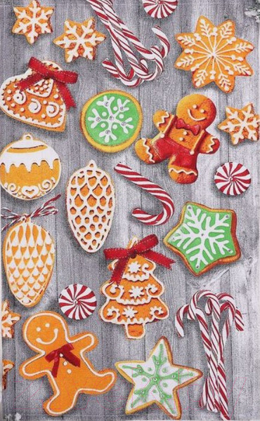 Изображение товара Набор полотенец Доляна Новогоднее печенье 35х60 (2шт, хлопок)