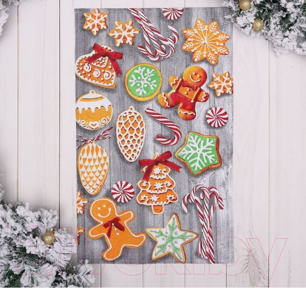 Изображение товара Набор полотенец Доляна Новогоднее печенье 35х60 (2шт, хлопок)