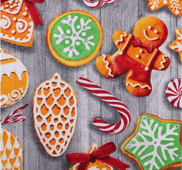 Изображение товара Набор полотенец Доляна Новогоднее печенье 35х60 (2шт, хлопок)