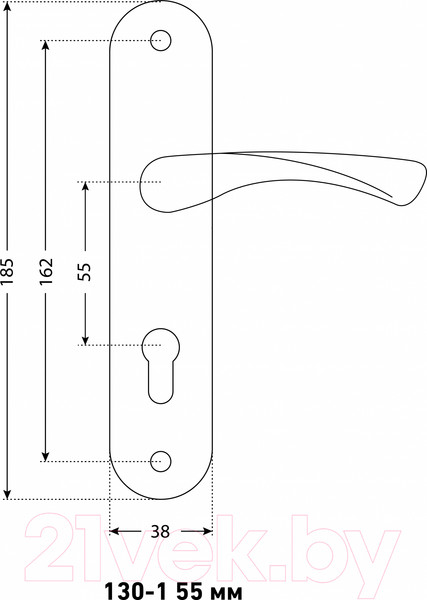 Изображение товара Ручка дверная Аллюр 103-1 55мм GP (латунь)