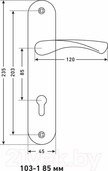 Изображение товара Ручка дверная Аллюр 103-1 85мм AB (старая бронза)