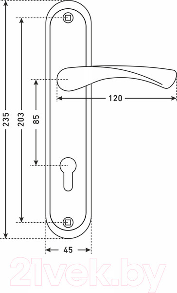 Изображение товара Ручка дверная Аллюр 103-1 85мм BL (черный)