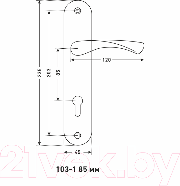 Изображение товара Ручка дверная Аллюр 103-1 85 мм CP (хром)