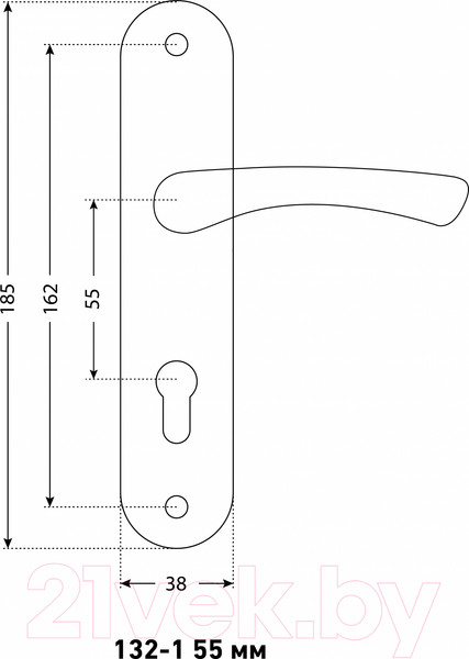 Изображение товара Ручка дверная Аллюр 132-1 55мм AB (старая бронза)