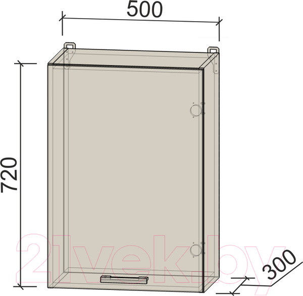 Изображение товара Шкаф навесной для кухни Интерлиния Компо ВШС50-720-1дв (бетон)