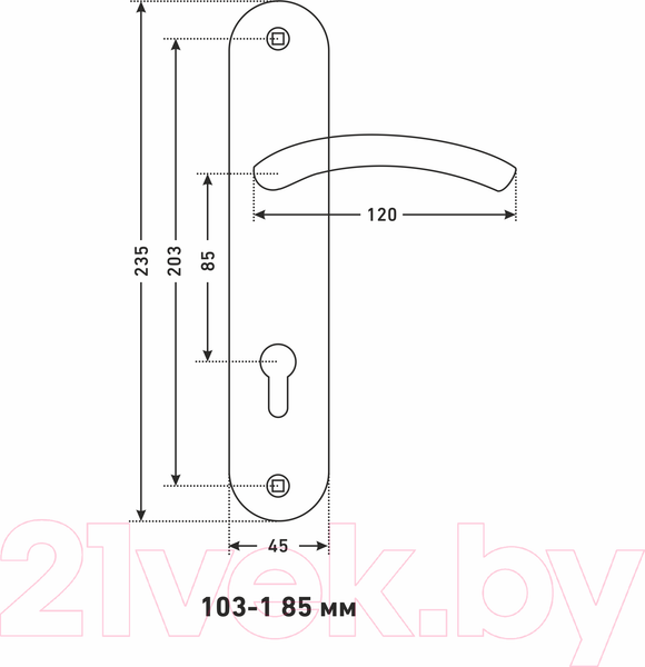 Изображение товара Ручка дверная Аллюр 132-1 GP 85мм (латунь)