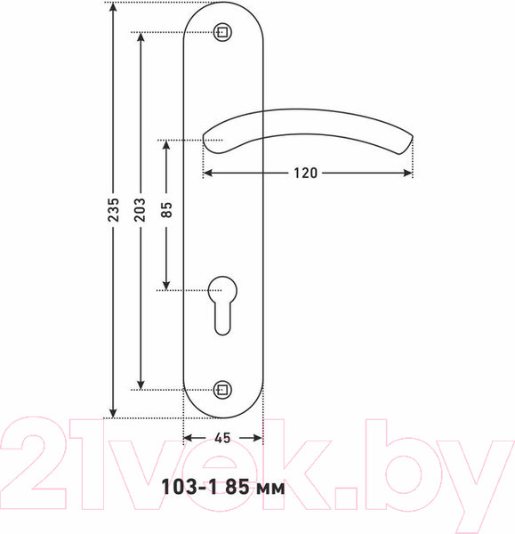 Изображение товара Ручка дверная Аллюр 132-1 GP 85мм (латунь)