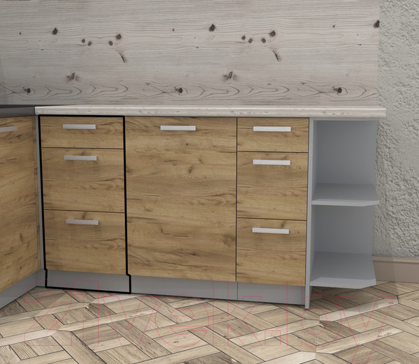 Изображение товара Шкаф-стол кухонный Интерлиния Компо НШ40рш3 1м+2б (дуб золотой)