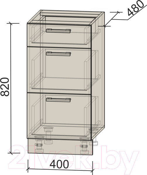 Изображение товара Шкаф-стол кухонный Интерлиния Компо НШ40рш3 1м+2б (дуб серый)