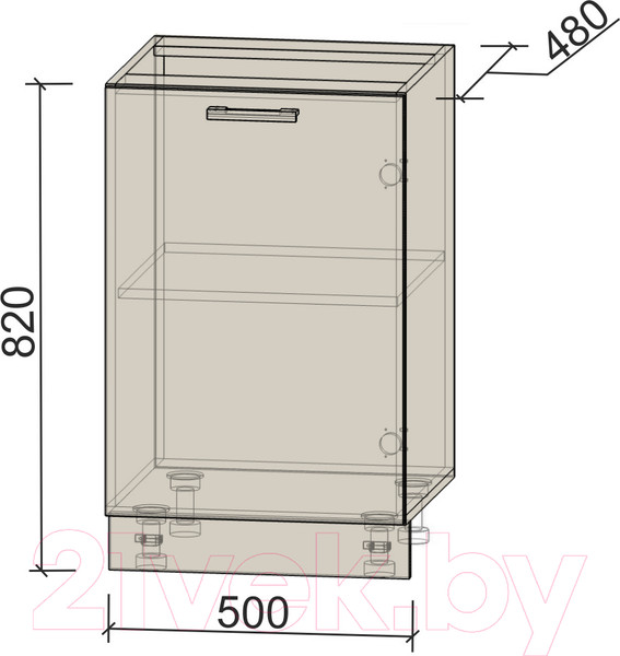 Изображение товара Шкаф-стол кухонный Интерлиния Компо НШ50р-1дв (дуб венге)