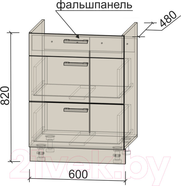 Изображение товара Шкаф-стол кухонный Интерлиния Компо НШ60ВП (антрацит)